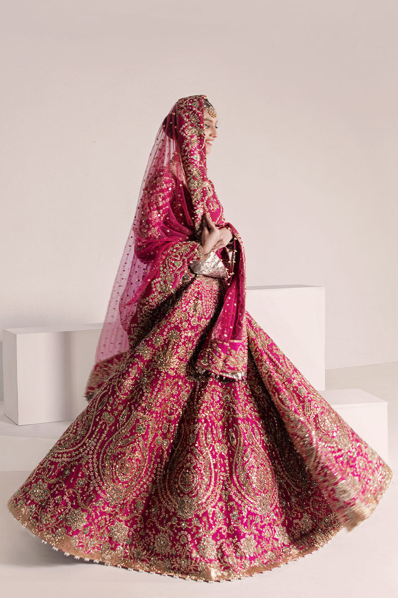 strapless open back dress Pakistani Bridal Dress In Pink Color