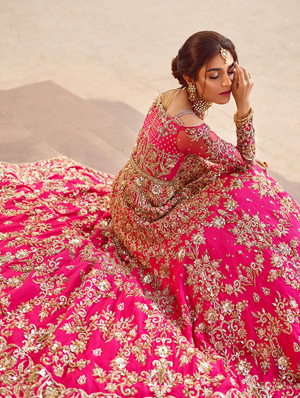 Golden And Pink Pishwas Pakistani Bridal Dress Golden And Pink Pishwas Pakistani Bridal Dress