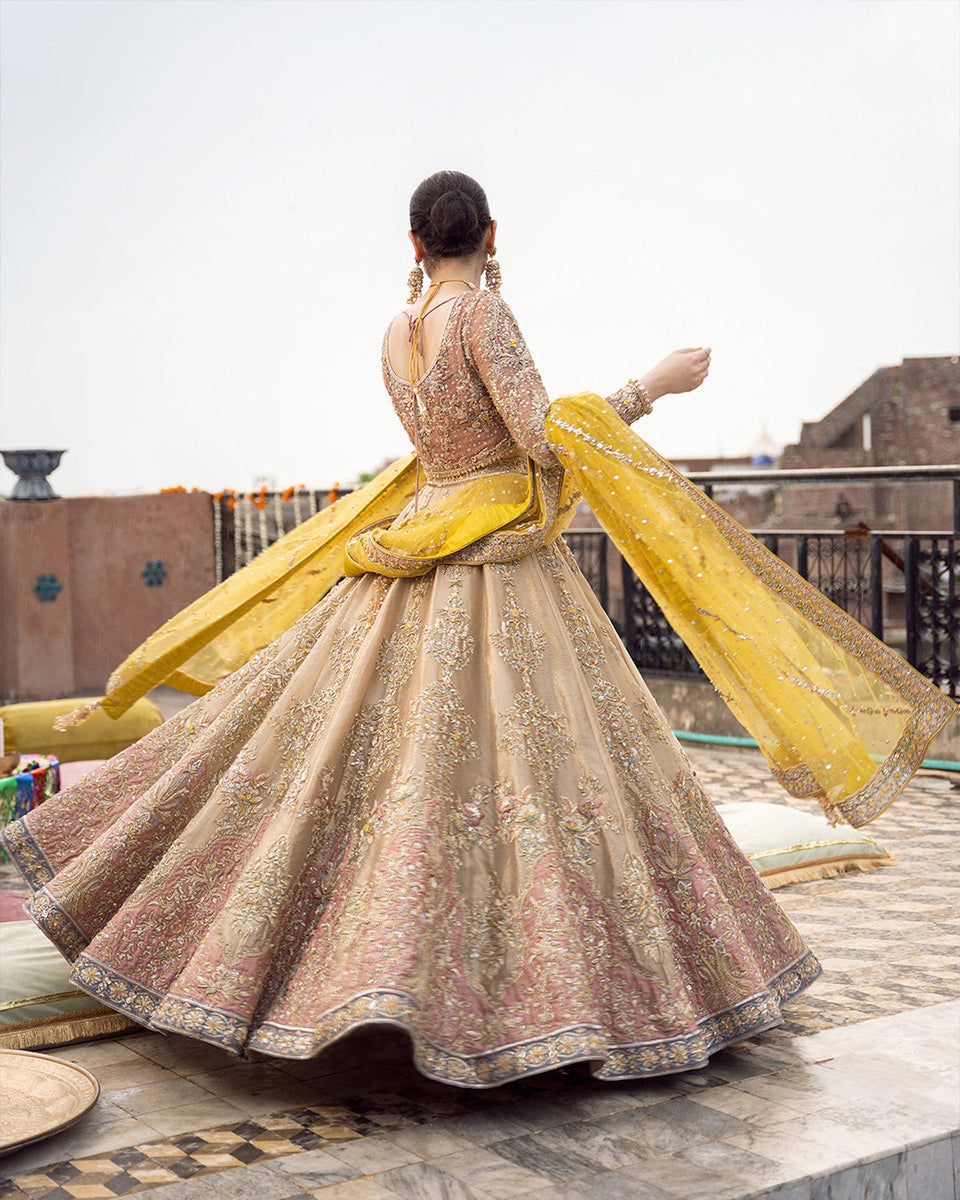 wedding yellow dress Bridal Pakistani wedding Dress With Yellow Dupatta