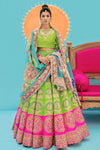Pakistani Bridal Mehndi Dress In Green Color