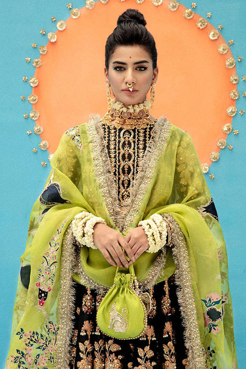 Black Pakistani Wedding Dress with green dupatta