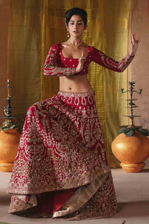 Pakistani Bridal Red Lehnga Choli Punjabi Style