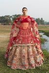 Pakistani Bridal Red Lehnga Short Choli Dress