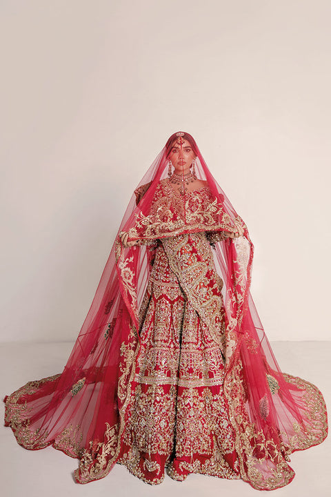 Pakistani Bridal Dress In Red Lehnga Choli Style