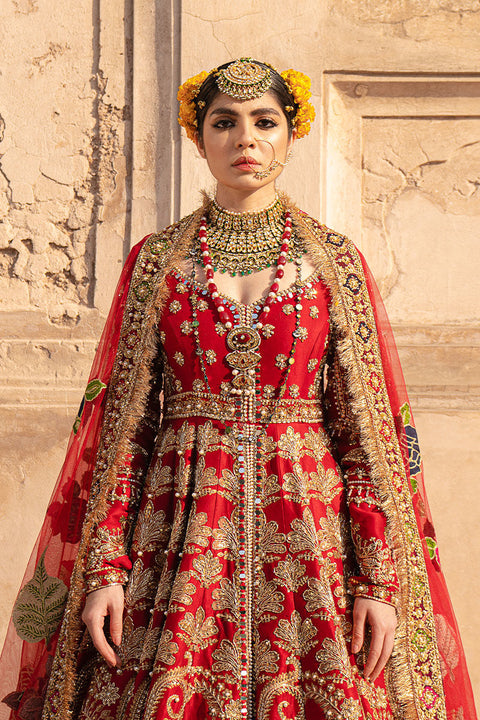 Red  Lehenga In Pishwas Style