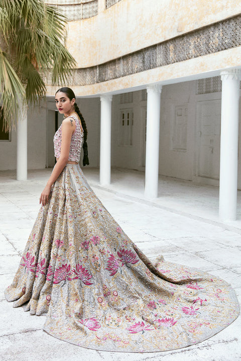 Bridal Lotus Lehnga With Long Tail