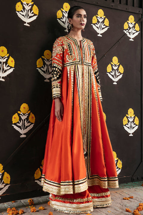Pakistani wedding Dress Silk Pishwas Sharara