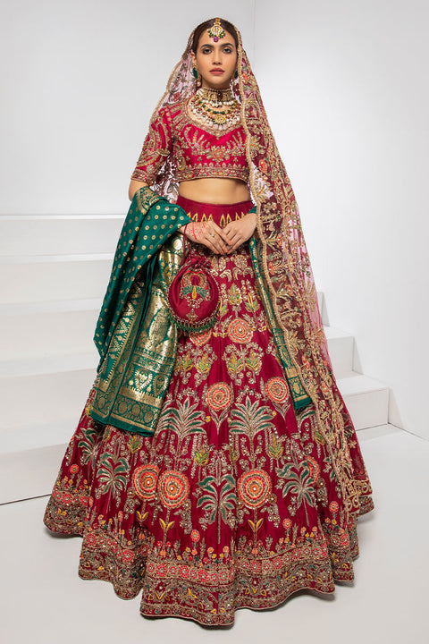 Floral Pakistani Bridal Wedding Dress Lehnga Choli