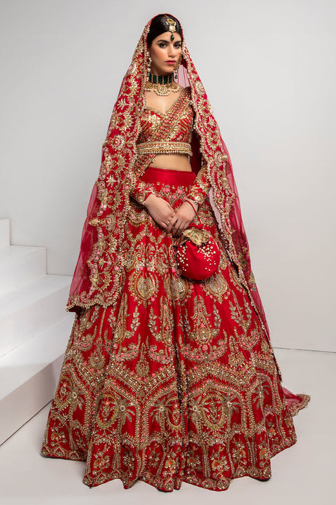 Bridal Traditional Pakistani Red Lehnga Choli Dress (Zeenat)