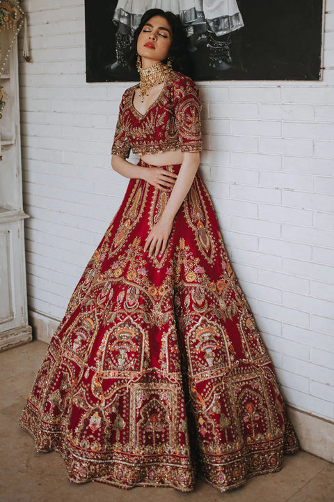 Pakistani Pink Bridal Dress In Lehnga Choli Style