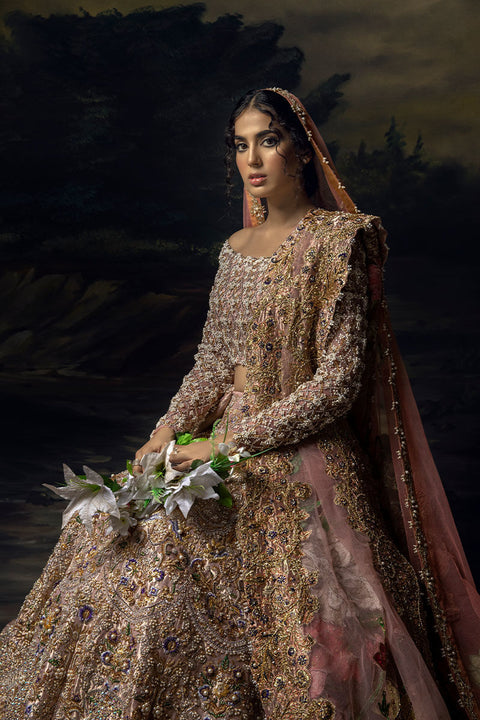 Designer Golden Nikkah Dress