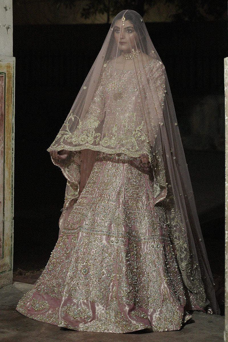 grey and pink bridal dresses pakistani Latest Pakistani Bridal Frock in Grey Pink Color Online CUSTOM SIZES main image 1