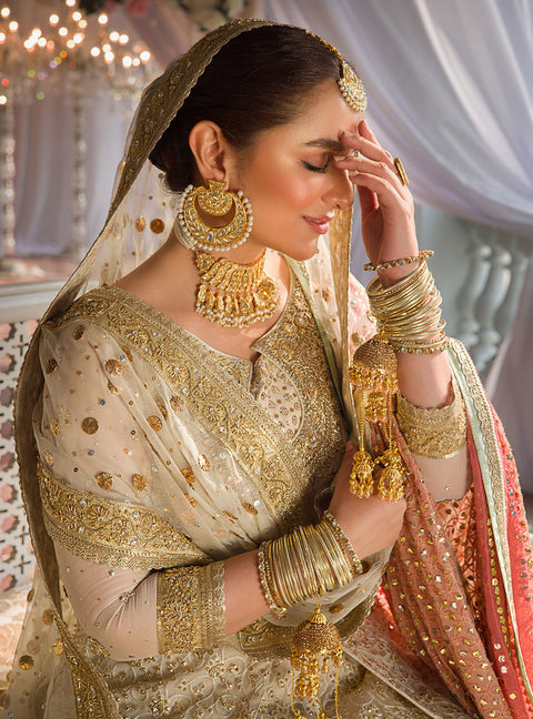 Pakistani Bridal Dress Shirt and Sharara Net Dupatta