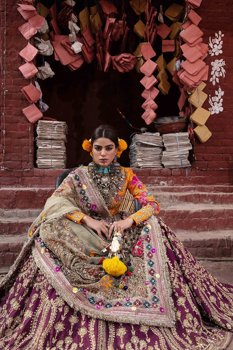 Raw Silk Lehenga Choli Pakistani Bridal Dress (Balocho)