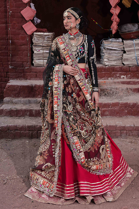 Traditional pink and Black Pakistani Bridal Dress