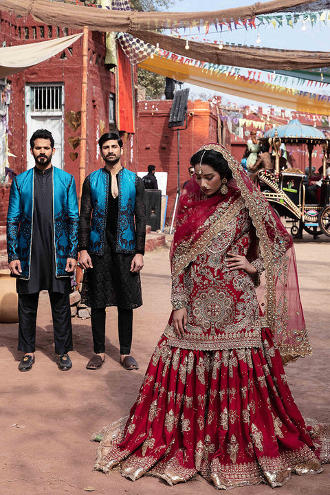 Pakistani Bridal Dress Red Farshi Gharara And Shirt