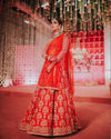 Red Pakistani Bridal Lehnga Dress (Gul)