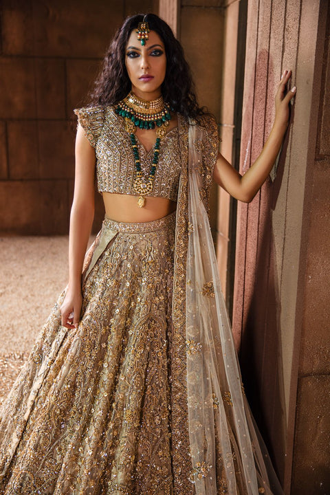Champaign Color Pakistani Wedding Dress