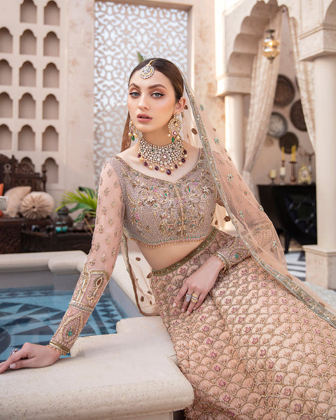 Stylish Pakistani Peach Wedding Dress