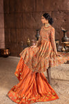 Pakistani Resham Bridal Dress in Orange color