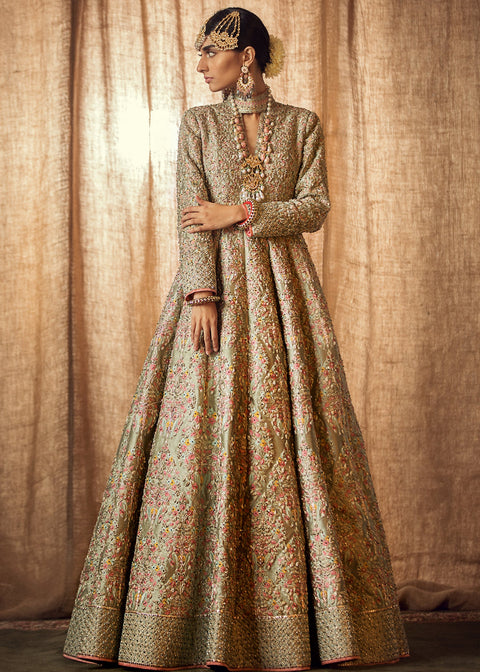Pakistani Bridal Dress In Pishwas Style 