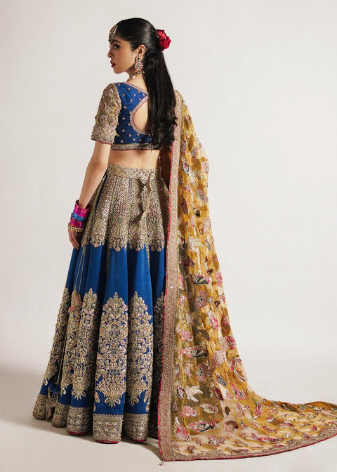 Pakistani Wedding Dress Silk Blue Lehnga Choli