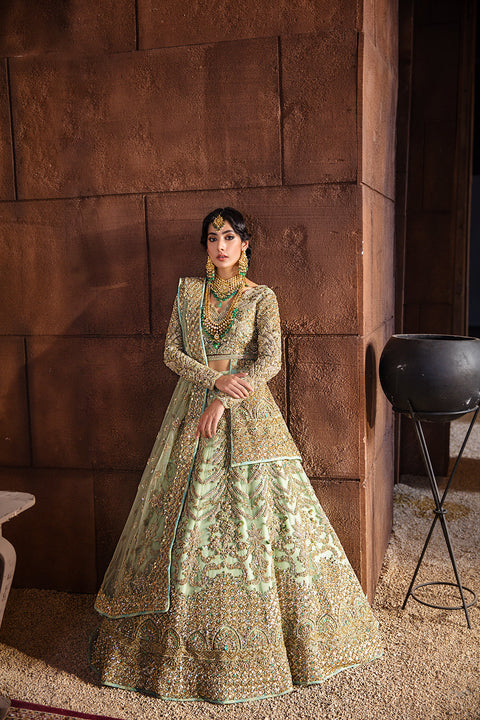Pakistani Bridal Pistachio Green Dress Lehnga Choli