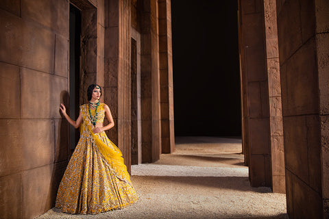 Pakistani Bridal Yellow Mehndi Dress