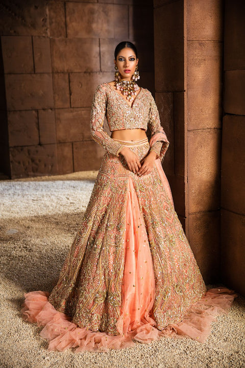Pink Bridal Long Maxi Lehnga Choli Style for walima