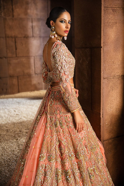 Pink Bridal Long Maxi Lehnga Choli Style for walima
