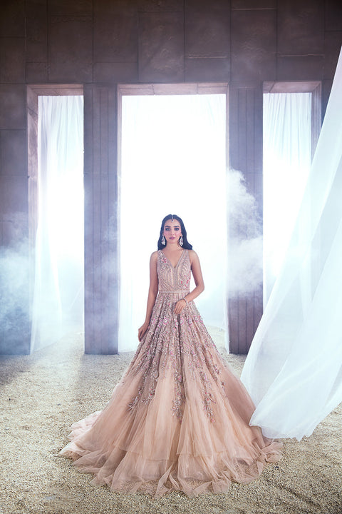 Handmade Pakistani Pink Bridal Gown 