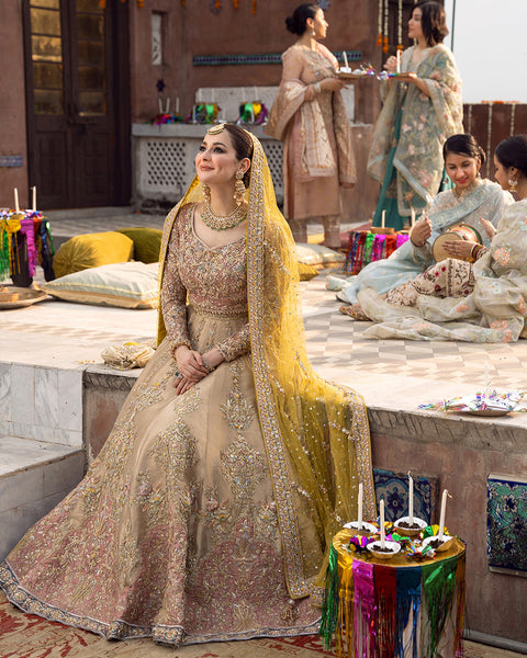 Bridal Pakistani wedding Dress With Yellow Dupatta