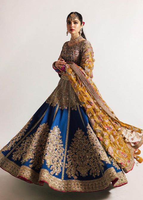 Pakistani Wedding Dress Silk Blue Lehnga Choli