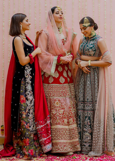 Pakistani Bridal Red Silk Lehnga Choli dress 