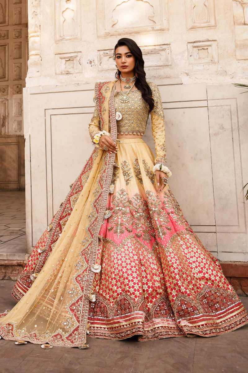 Pakistani Bridal Wedding Dress Golden Pink Lehnga Choli Pakistani Bridal Wedding Dress Golden Pink Lehnga Choli