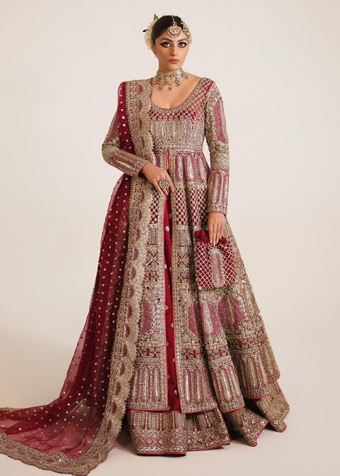 Bridal Pakistani Wedding Red Lehnga Gown Dress (Zayur)