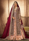 Pakistani Bridal Dress Open Gown Style In Red Color