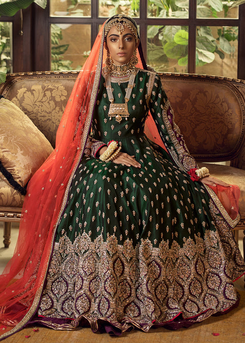 Green Gown Style Pakistani Wedding Dress