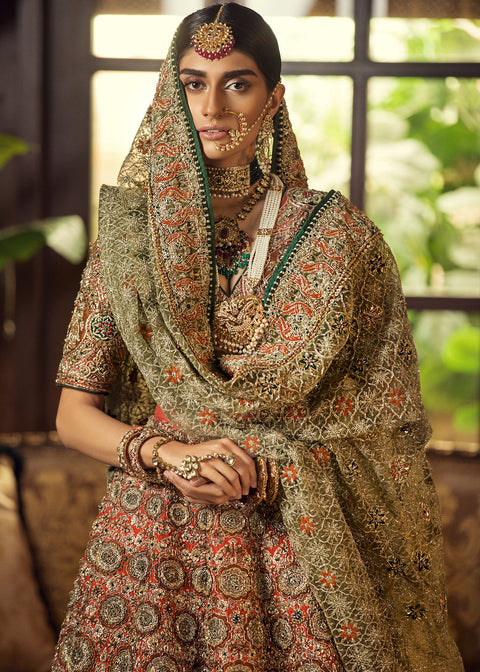 Pakistani Designer Bridal Dress In Lehnga Choli Style