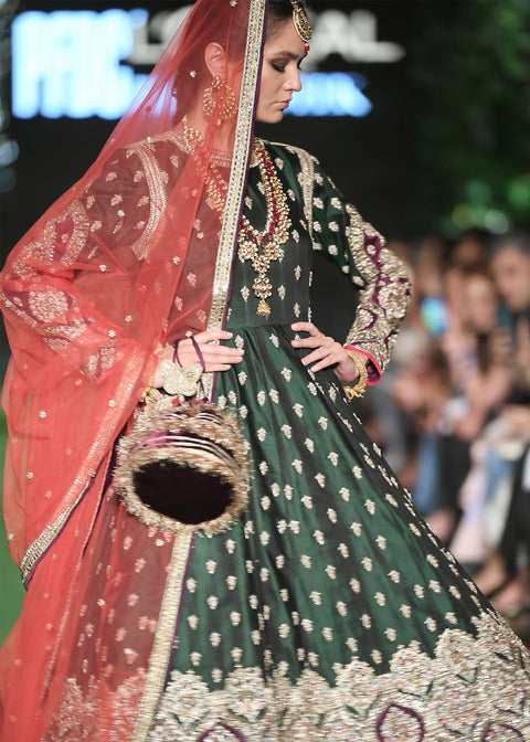Green Gown Style Pakistani Wedding Dress