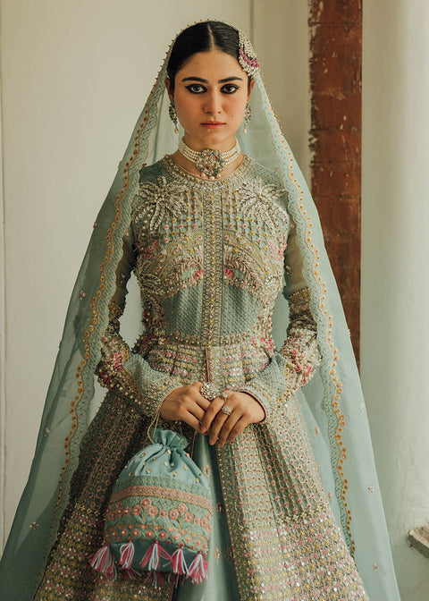Pakistani Bridal Dress Mint Open Gown