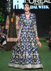 Pakistani Bridal Mehndi Dress Blue Frock And Red Dupatta