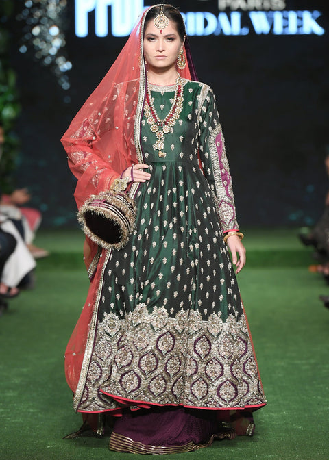 Green Gown Style Pakistani Wedding Dress