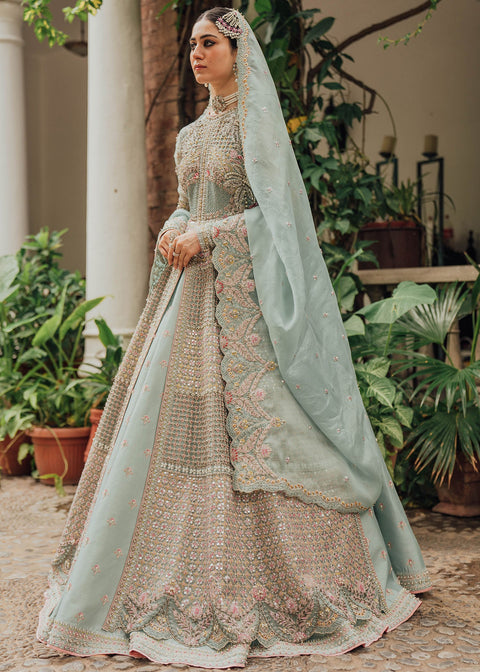 Pakistani Bridal Dress Mint Open Gown