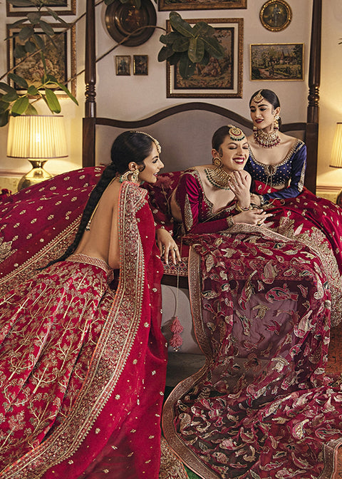 Bridal Pakistani Wedding maroon Lehnga 