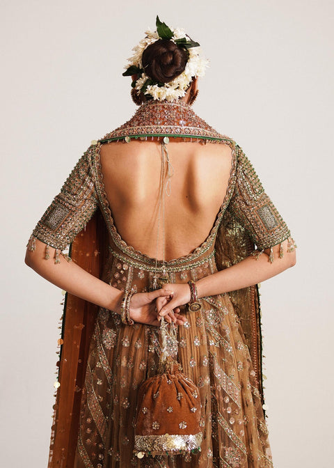 Orange Lehnga Pishwas style 