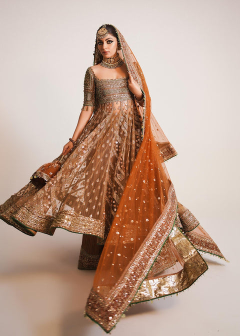 Orange Lehnga Pishwas style 