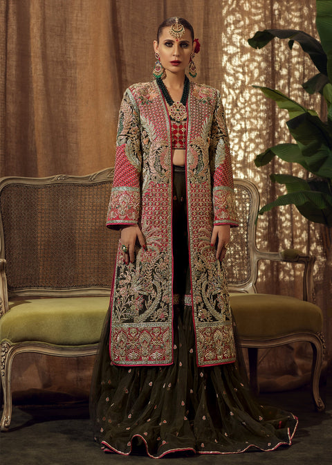 Pakistani Bridal Dress Sharara Gown Style