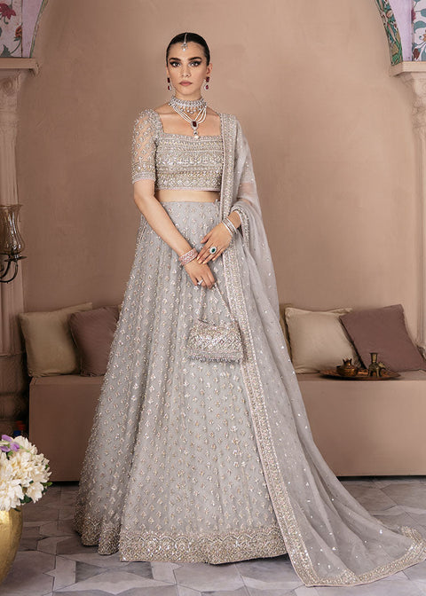 Bridal Grey Lehenga Choli Pakistani Wedding Dress