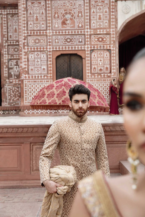 Pakistani Men Sherwani Shawl Dress for Groom
